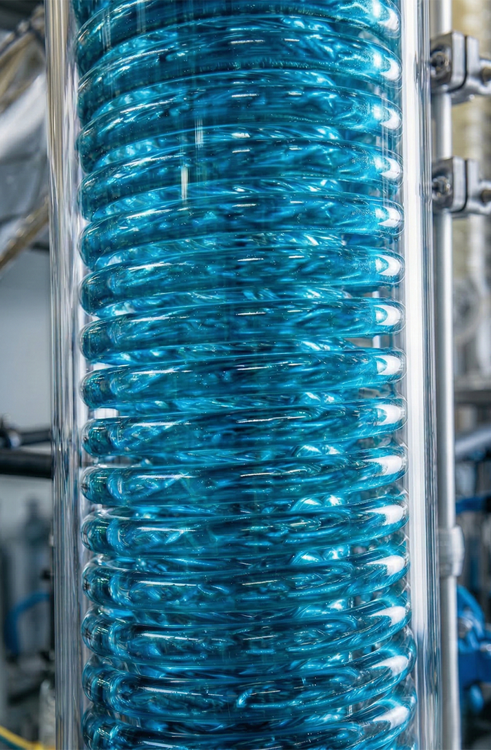 Spiral glass heat exchangers with surface areas from 0.1m2 up to 1.6m2