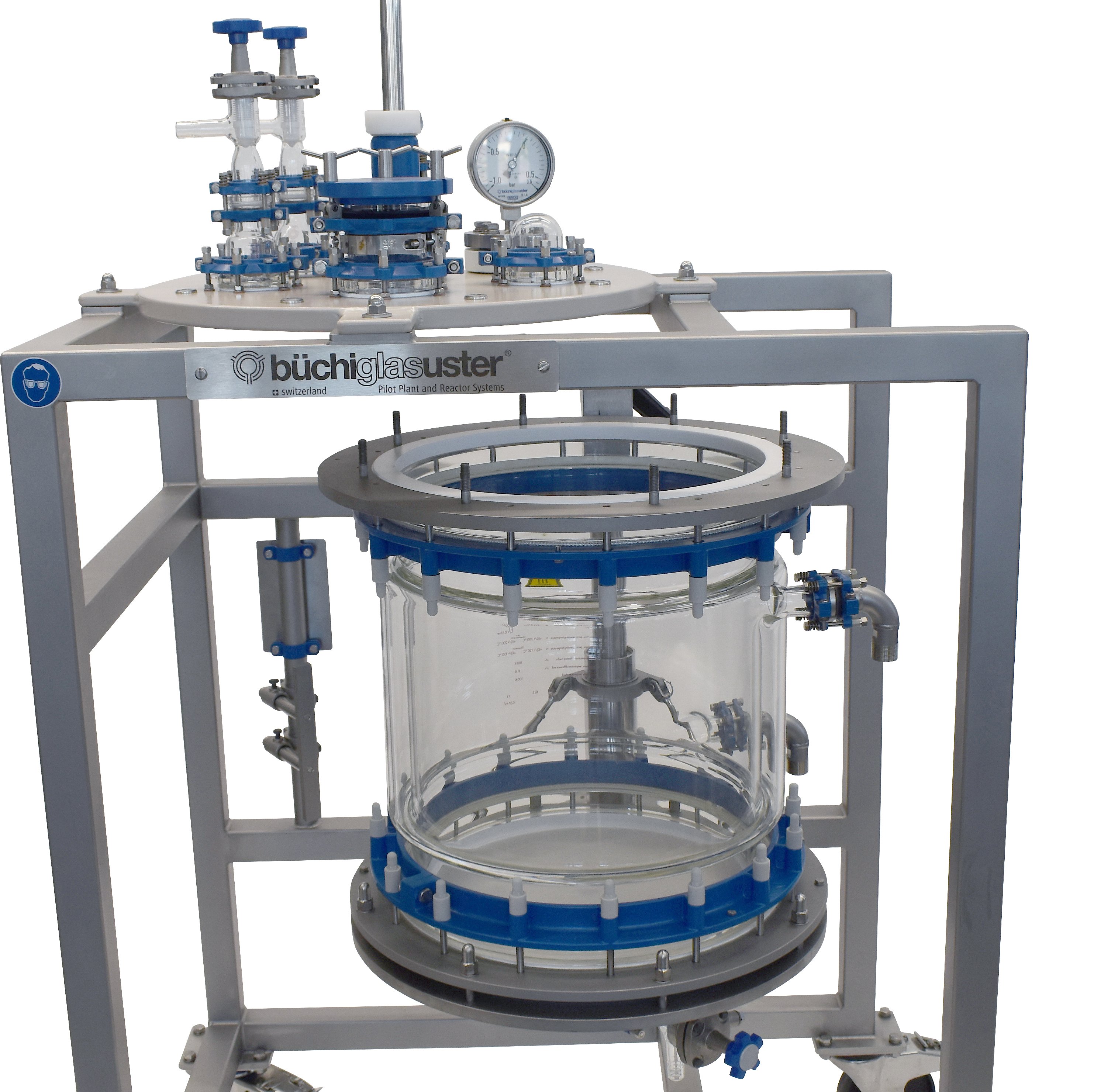 Mobile 50 liter glass nutsche filter - open system