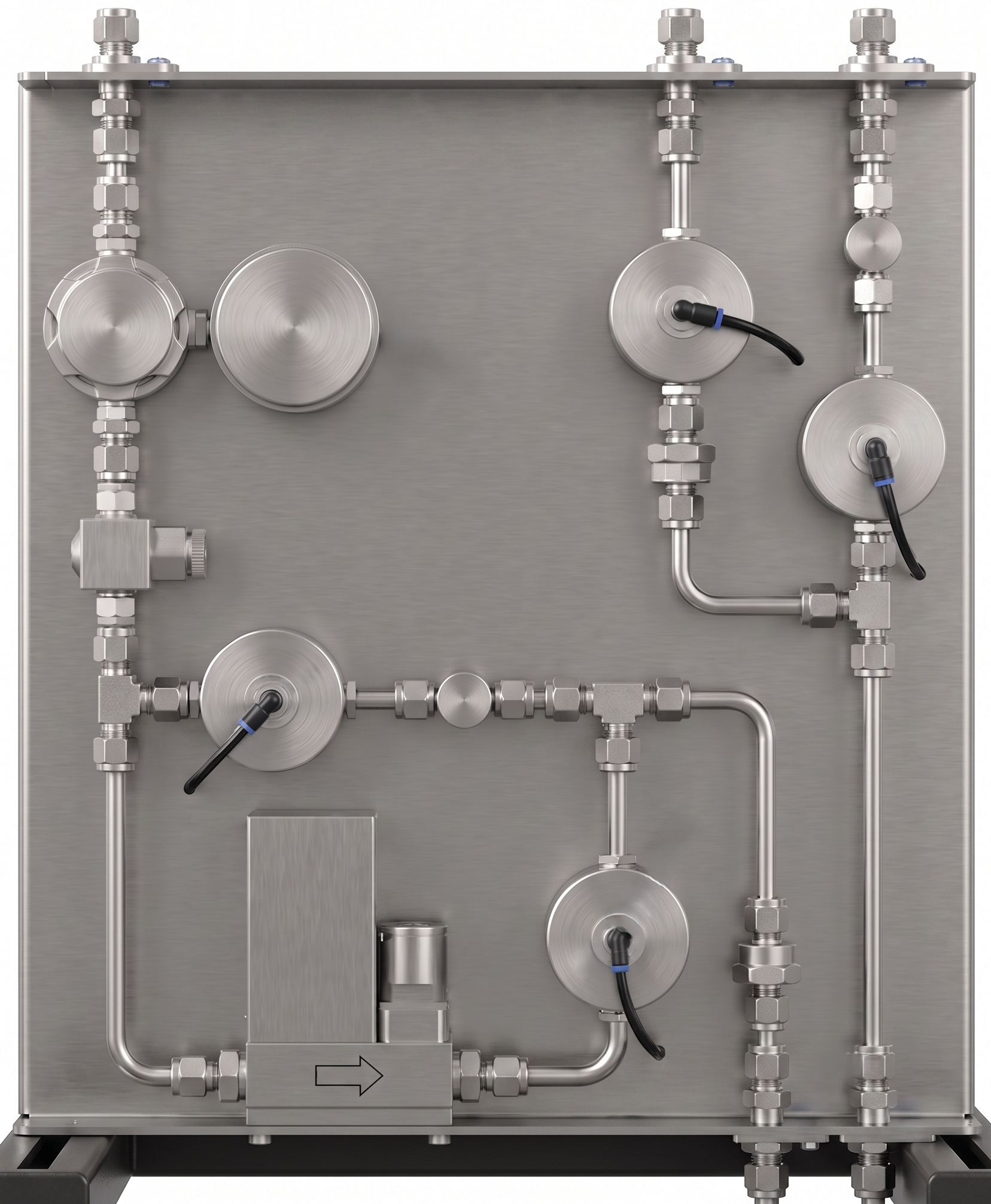 Mass Flow Controller mounted on a plate for dosing together with venting and inerting steps possibilities