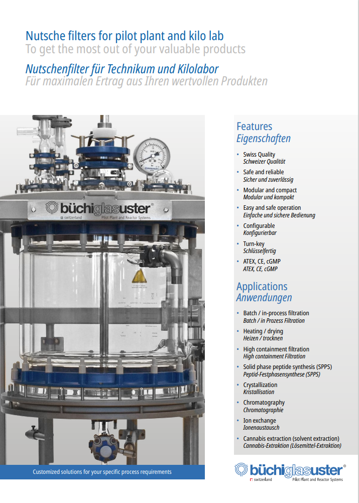 Nutsche filters for pilot plant and kilo lab