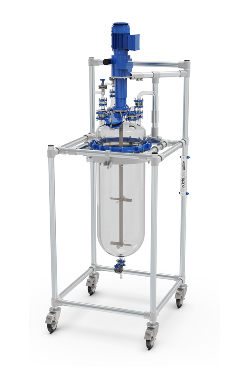 Jacketed 50 liter glass reactor, mixing vessel