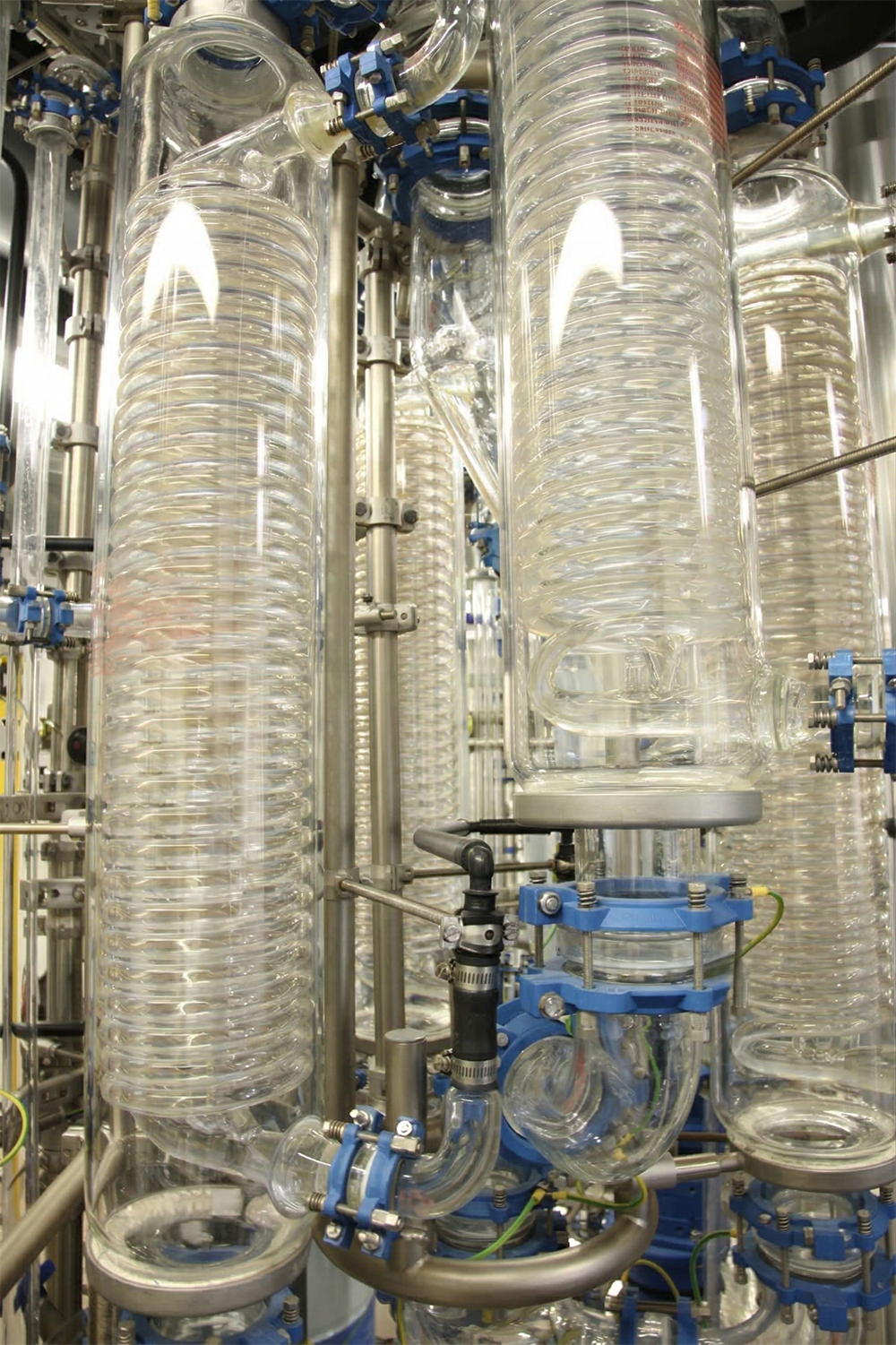 Spiral glass heat exchangers with surface areas from 0.1m2 up to 1.6m2