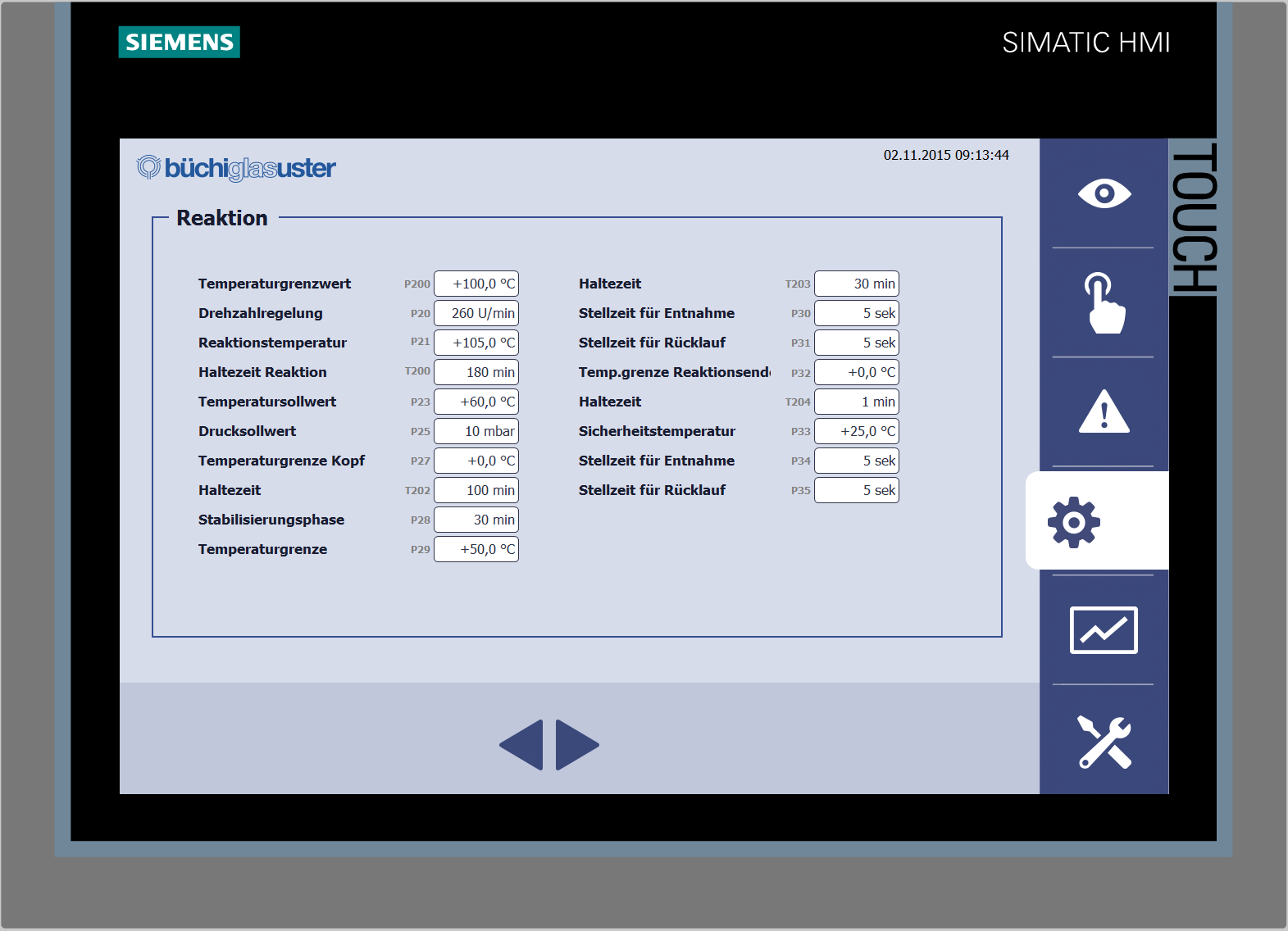 PLC control system reflux cloumn process parameters