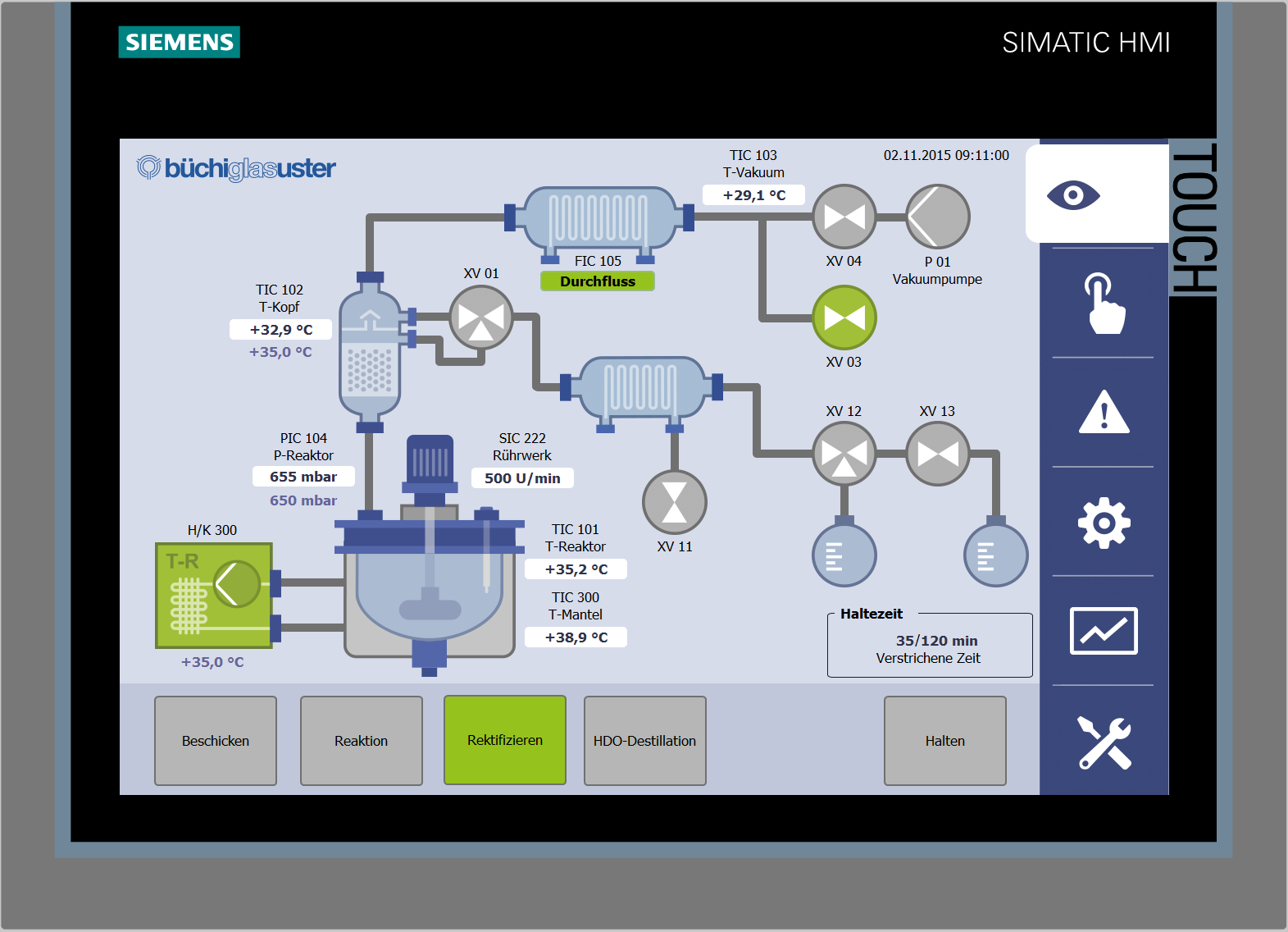 PLC control system reflux column reactor active